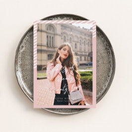 Rosa Streifen Modernes Minimalistisches Foto Absch Einladung