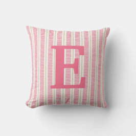 Rosa Streifen Monogram Letter Throw Kissen