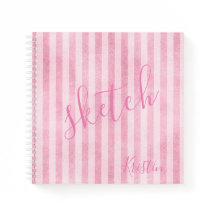 Rosa Streifen Monogram Name Sketchbook