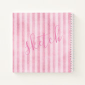 Rosa Streifen Monogram Name Sketchbook Notizblock (Rückseite)