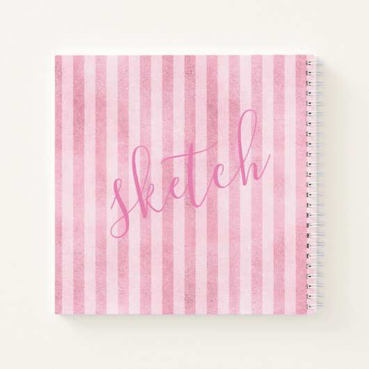 Rosa Streifen Monogram Name Sketchbook Notizblock (Rückseite)