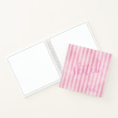 Rosa Streifen Monogram Name Sketchbook Notizblock (Innenseite)
