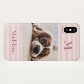 Rosa Streifen Monogramm Foto Personalisiert Case-Mate iPhone Hülle (Rückseite (Horizontal))