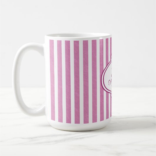 Rosa Streifen-Monogramm Kaffeetasse (Links)