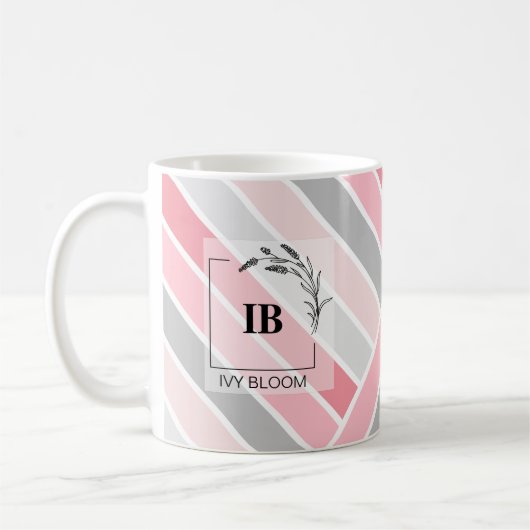 Rosa Streifen Monogramm Tasse (Links)