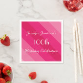 Rosa Streifen, Name, 100. Geburtstagszeitung Serviette (Beispiel)