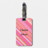 Rosa Streifen Name in modernem Skript Gepäckanhänger (Rückseite vertikal)