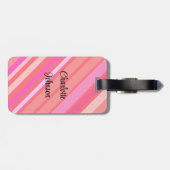 Rosa Streifen Name in modernem Skript Gepäckanhänger (Rückseite horizontal)