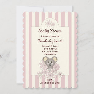 Rosa Streifen Niedlich Koala Baby Girl Dusche Einl Einladung