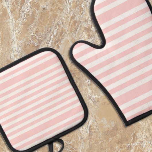 Rosa Streifen Ofenhandschuh & Topflappen-Set