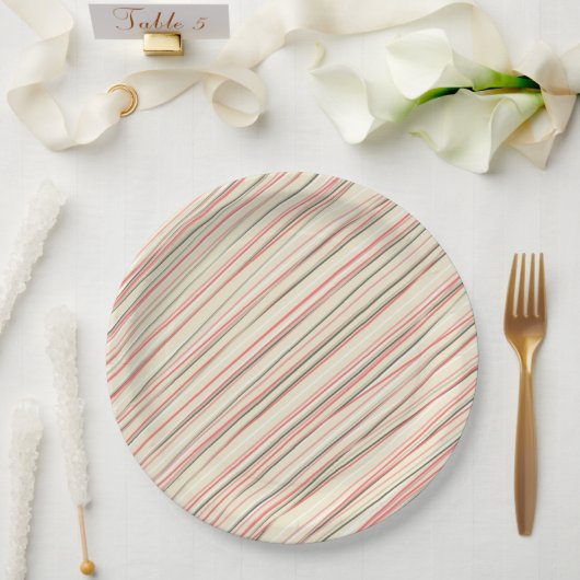 Rosa Streifen Pappteller (Hochzeit)