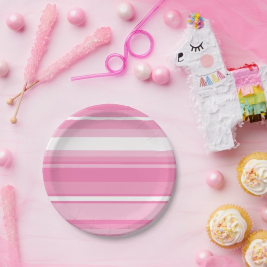 Rosa Streifen Pappteller (Party)