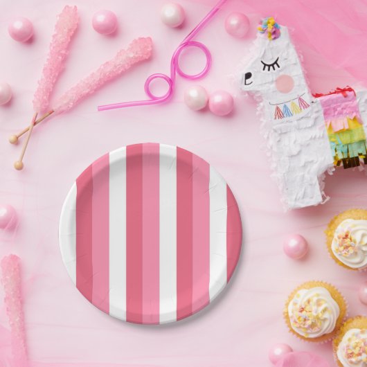 Rosa Streifen Pappteller (Party)