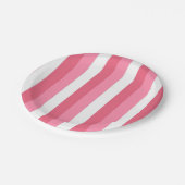 Rosa Streifen Pappteller (Schrägansicht)