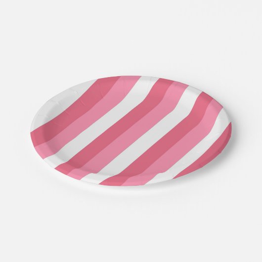 Rosa Streifen Pappteller (Schrägansicht)