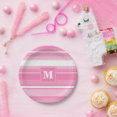 Rosa Streifen Pappteller (Party)