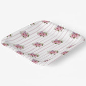 Rosa Streifen Peony Hydrangea Baby Atem Blumenstra Pappteller (Gewinkelt)