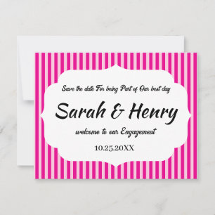 ROSA STREIFEN PERSONALISIERTER NAME SAVE THE DATE  RSVP KARTE