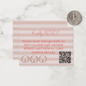 Rosa Streifen QR Code RSVP Mitteilungskarte (Vorderseite/Rückseite Beispiel)