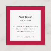 Rosa Streifen Quadratische Visitenkarte (Rückseite)