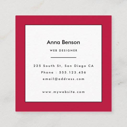 Rosa Streifen Quadratische Visitenkarte (Rückseite)