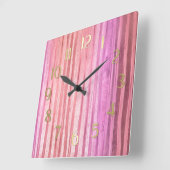 Rosa Streifen Quadratische Wanduhr (Winkel)