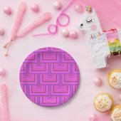 Rosa Streifen quadratisches Skelettmuster Pappteller (Party)