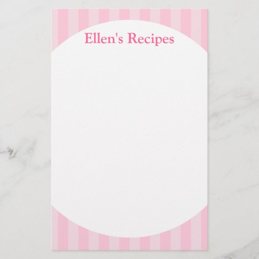 Rosa Streifen Rezept Pad (Vorderseite)