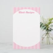 Rosa Streifen Rezept Pad (Stehend Vorderseite)