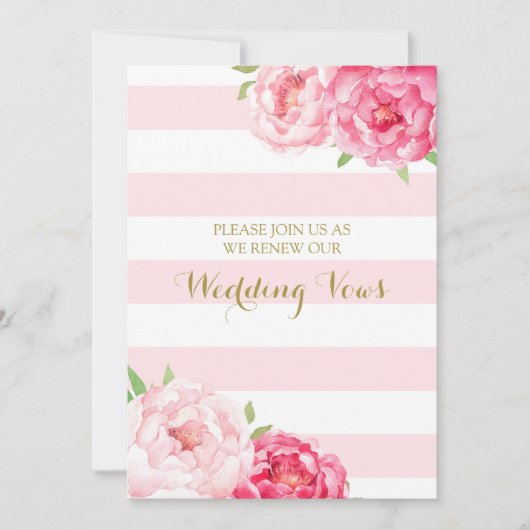 Rosa Streifen rosa Blume Neue Einladung (Vorderseite)