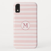 Rosa Streifen Rose Monogramm Personalisiert Case-Mate iPhone Hülle (Rückseite)