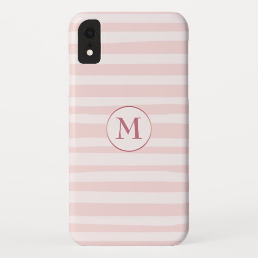Rosa Streifen Rose Monogramm Personalisiert Case-Mate iPhone Hülle (Rückseite)