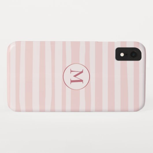 Rosa Streifen Rose Monogramm Personalisiert Case-Mate iPhone Hülle (Rückseite (Horizontal))