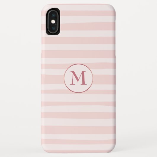 Rosa Streifen Rose Monogramm Personalisiert Case-Mate iPhone Hülle (Rückseite)