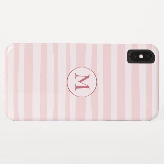 Rosa Streifen Rose Monogramm Personalisiert Case-Mate iPhone Hülle (Rückseite (Horizontal))
