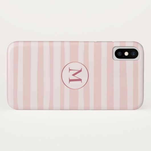 Rosa Streifen Rose Monogramm Personalisiert Case-Mate iPhone Hülle (Rückseite (Horizontal))