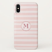 Rosa Streifen Rose Monogramm Personalisiert Case-Mate iPhone Hülle (Rückseite)