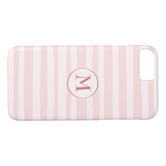 Rosa Streifen Rose Monogramm Personalisiert Case-Mate iPhone Hülle (Rückseite (Horizontal))