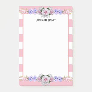 Rosa Streifen Rose Personalisierte Blumenbeete Post-it Klebezettel