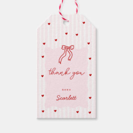 Rosa Streifen Rotes Herz Kleiner Süßer Geburtstag Geschenkanhänger