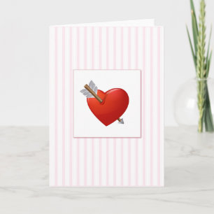 Rosa Streifen - rotes Valentinherz Feiertagskarte