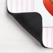 Rosa Streifen - rotes Valentinherz Mousepad (Ecke)