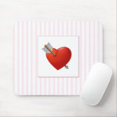 Rosa Streifen - rotes Valentinherz Mousepad (Mit Mouse)