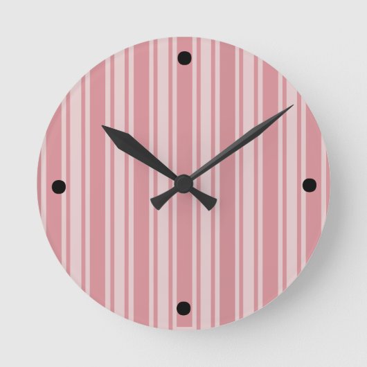 Rosa Streifen Runde Wanduhr (Vorderseite)