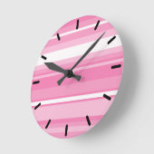 Rosa Streifen Runde Wanduhr (Winkel)