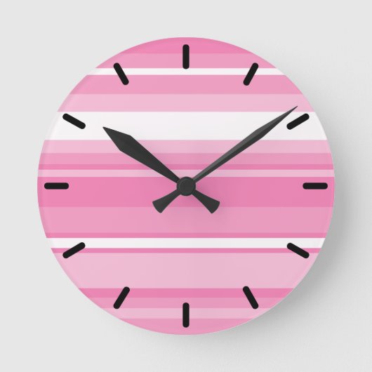 Rosa Streifen Runde Wanduhr (Vorderseite)