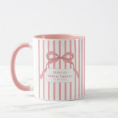 Rosa Streifen-Schleifen-Monogramm Tasse (Links)