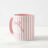 Rosa Streifen-Schleifen-Monogramm Tasse (Vorderseite Links)