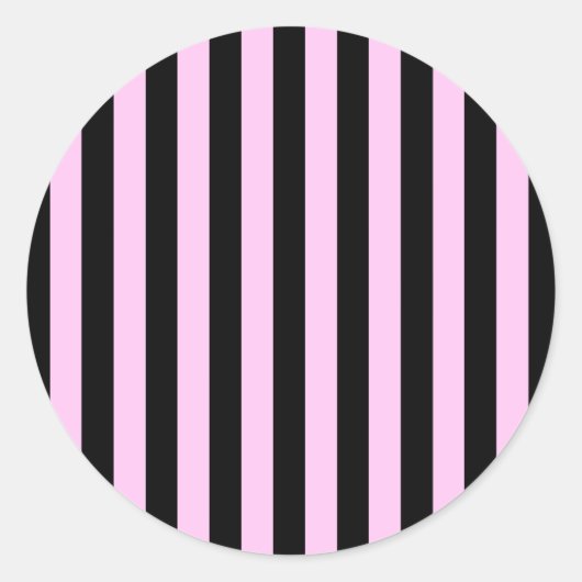 Rosa Streifen, schwarze Streifen, Streifenmuster Runder Aufkleber (Vorderseite)