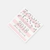 Rosa Streifen Silver Confetti 2018 Abschluss Serviette (Ecke)